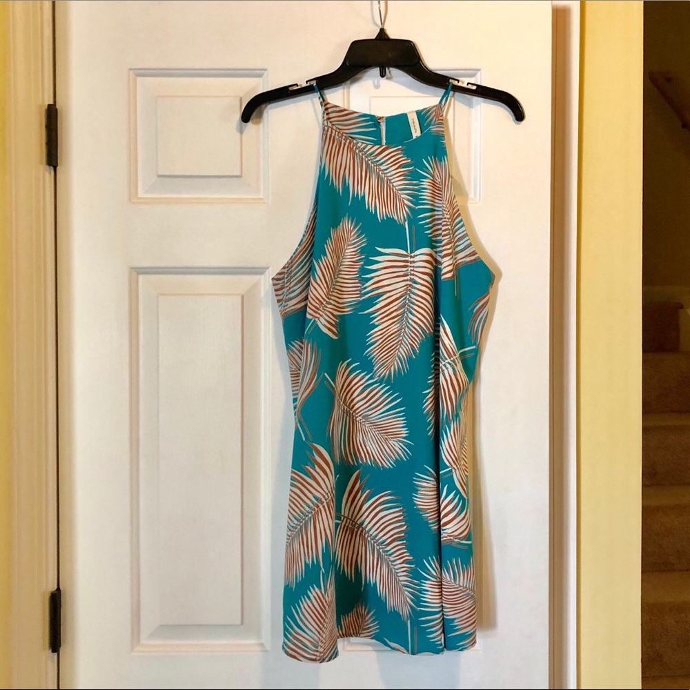 Tyche turquoise palm print dress size L